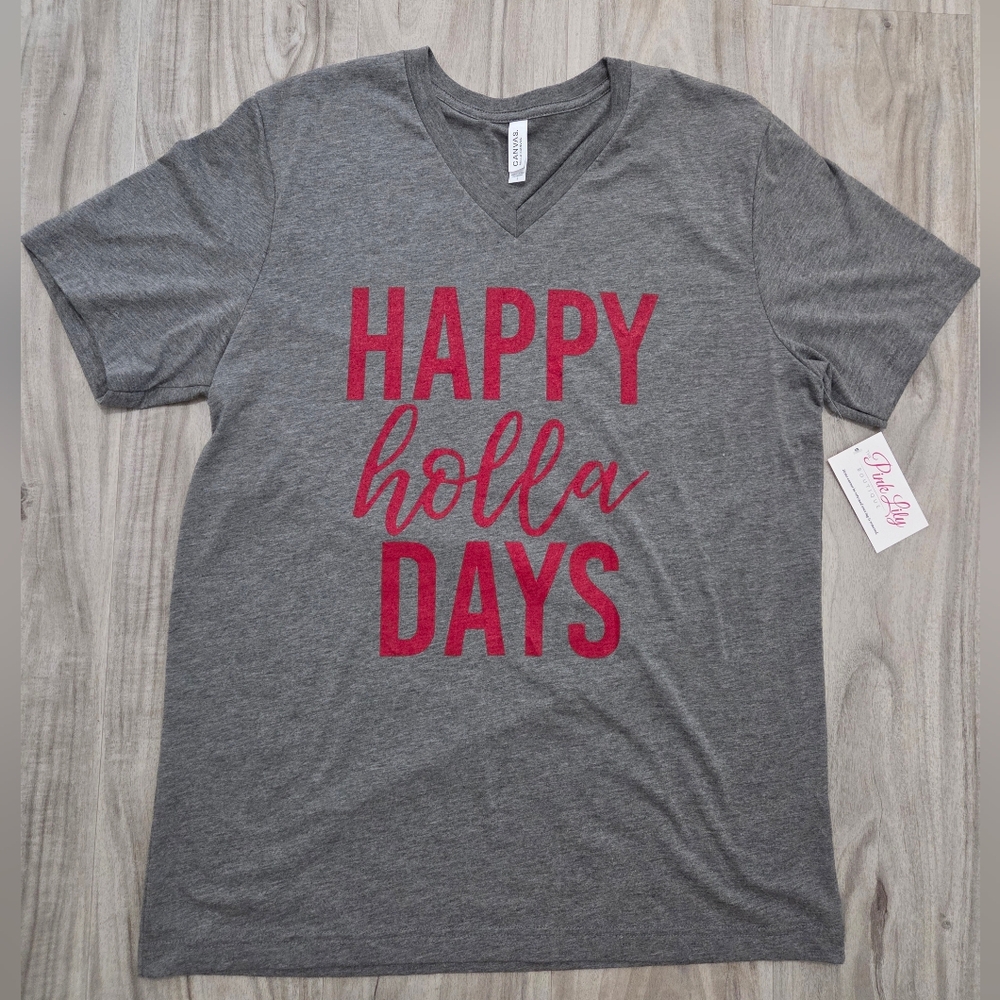 Pink Lily 'Happy Holla Days' T-Shirt. Christmas Shirt